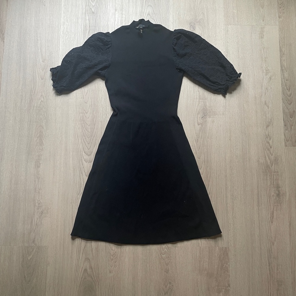 Elegant Black Puff Sleeve Maje Dress
